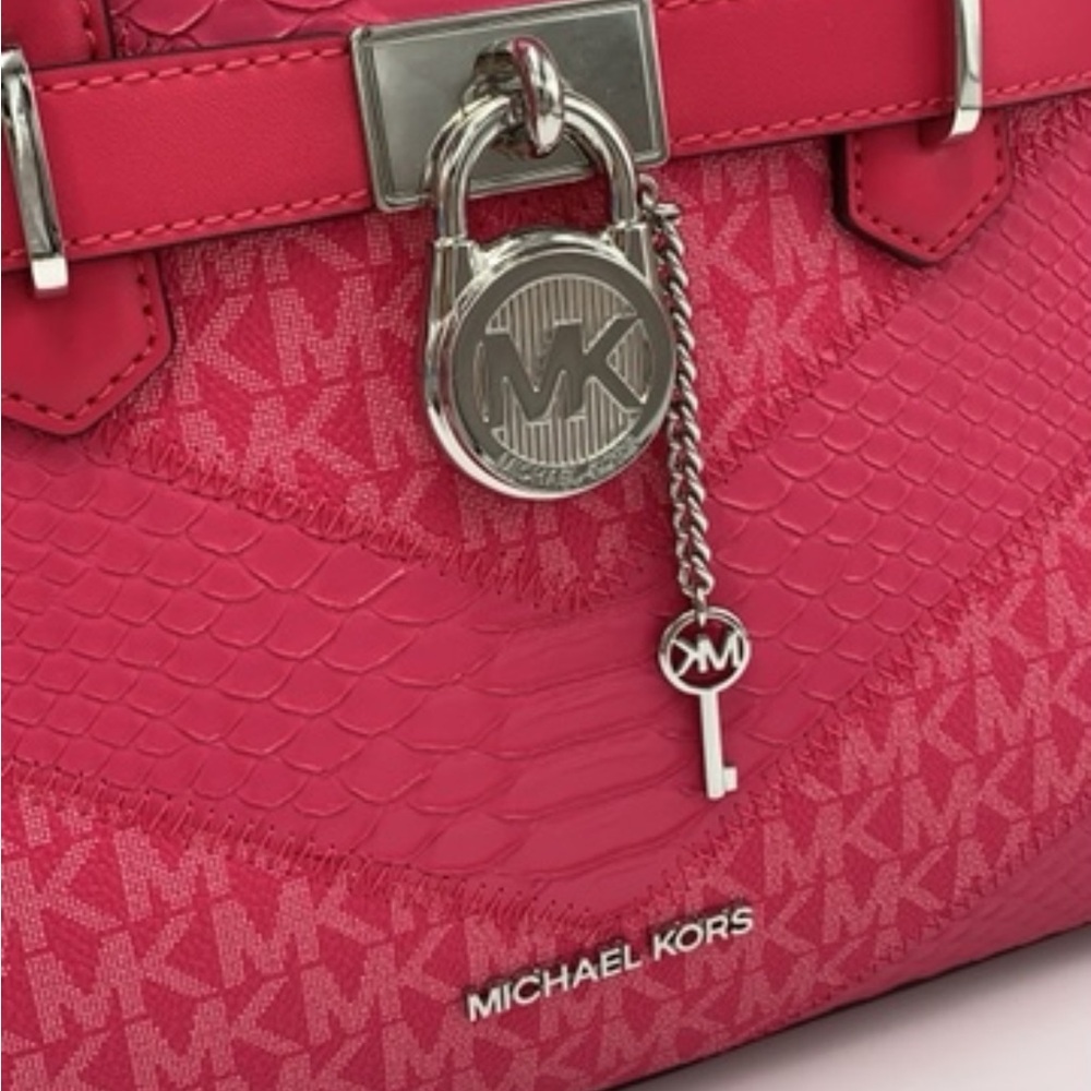 Michael Kors Hamilton Small Satchel Shoulder Crossbody Bag 
Electric Pink Multi - Picture 12 of 14